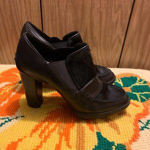 Tod's pony hair pumps black leather Heels sz EU38.5/ US 8-8.5